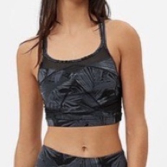Sweaty Betty Celestial Yoga Crop Top Strappy Sports Bra Palm Leaf Print Size L - Picture 1 of 7